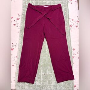 LOFT Devin Tie Waist Slim Pants in Maroon. Women’s size 8 petite.
